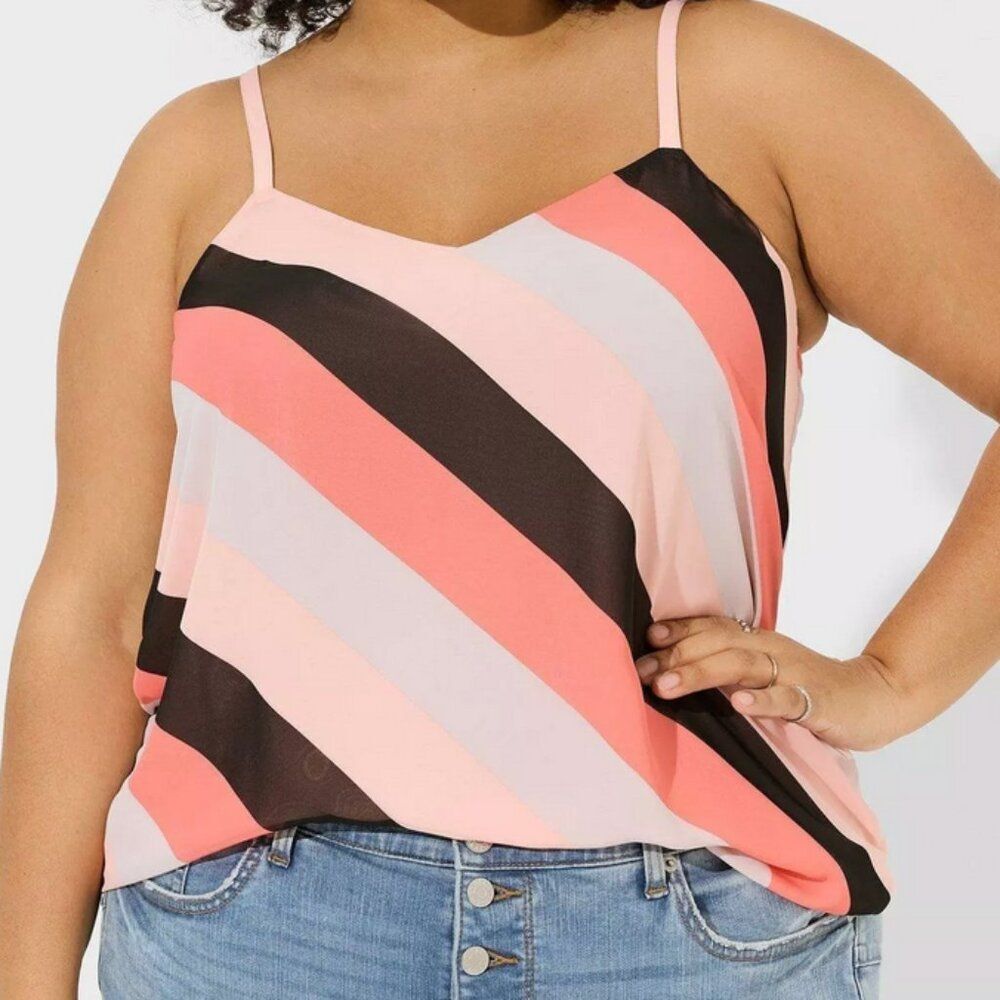Torrid Sophie Chiffon Swing Cami Multi Color Stripe Size 3 NWOT